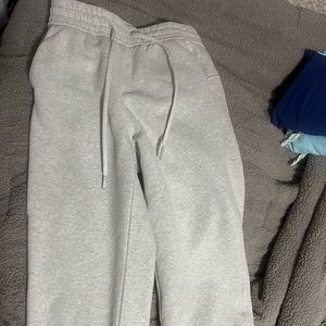 Gray/ white cropped lululemon sweat pants